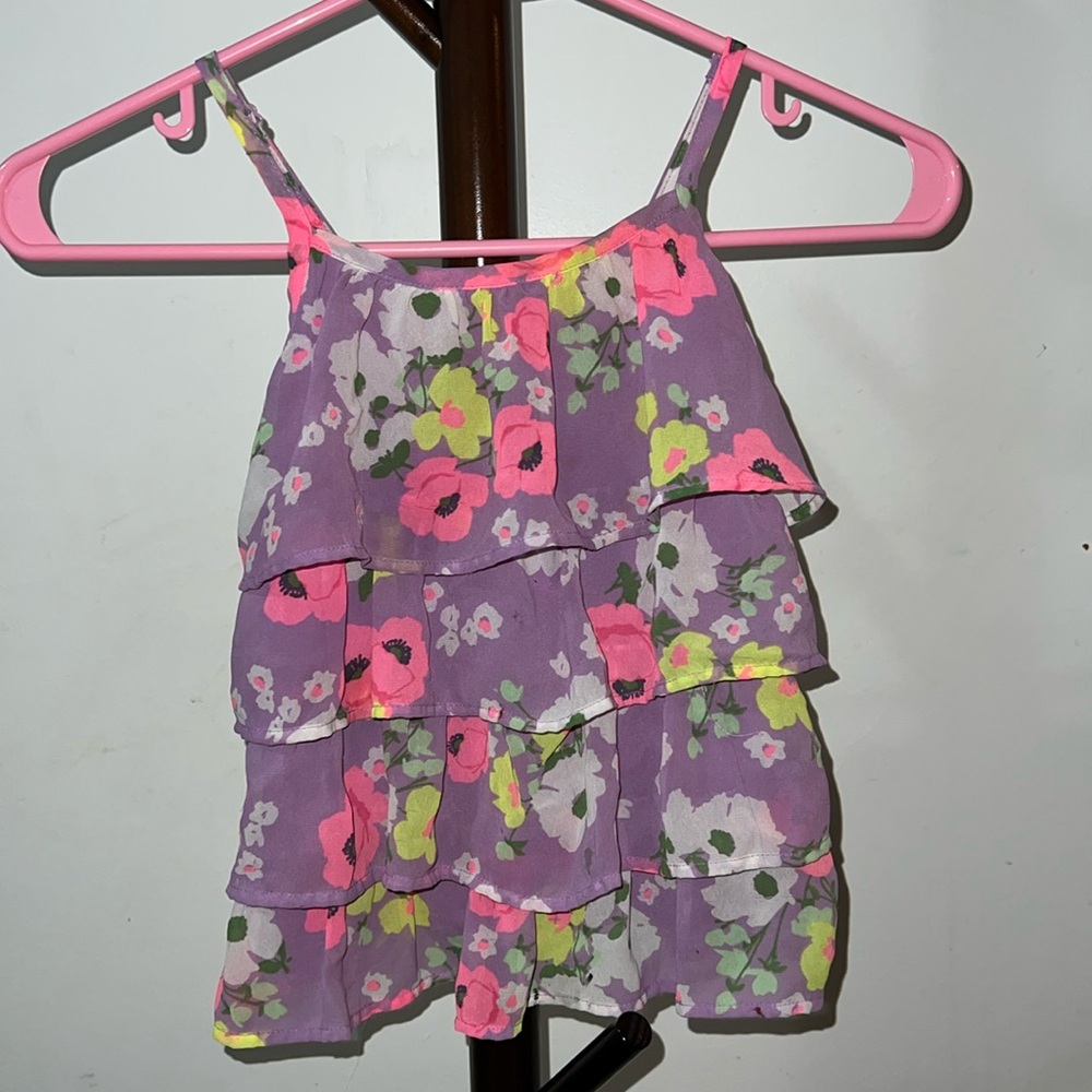 Kids Ruffled Flowy Floral Tank Top